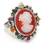 Swiss Marcasite Cameo Victorian Lady 925 Solid Sterling Silver Ring Sz 8 PC6 — photo 2
