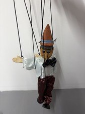 Rare Vintage Wooden Pinocchio Marionette Puppet Hand Painted Hand Carved