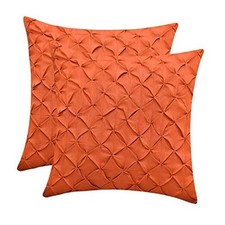 Decorative Pillow Covers Faux Silk, Pinch Pleat, 22" x 22" Pack of 2 Rust