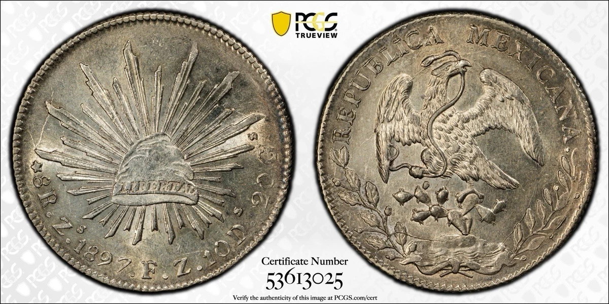 Silver 1897 Year Second Republic of Mexico Coins (1867-1905) for