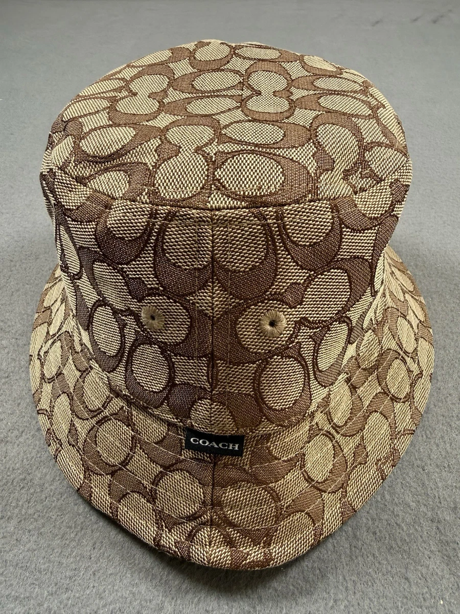 Rare Gem! Coach Signature Khaki Beige Floral Embroidered Wide Brim Sun Hat P/S Coach Beige Hats for Women for sale | eBay main image 3