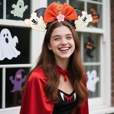 Disney Parks Halloween Mickey  Minnie Floral Ghost Mouse Ears Headband 2026