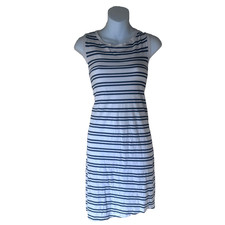 Garage Size Medium Blue White Striped Sleeveless Jersey Bodycon Midi Dress