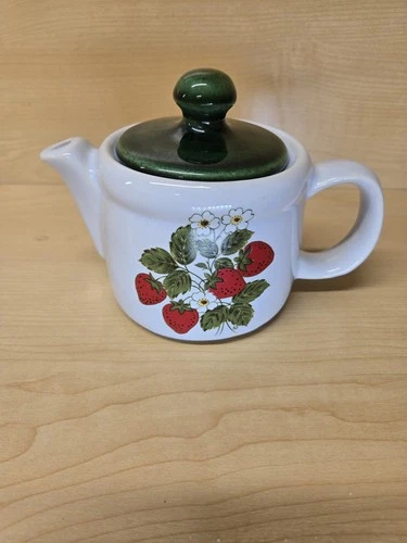 Vintage McCoy Pottery teapot in  "Strawberry Country" pattern, Made in the USA