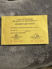 State Of New Jersey Department Of Transportation, Reduced Fair Tickets Book🔥 on The Hot Collector