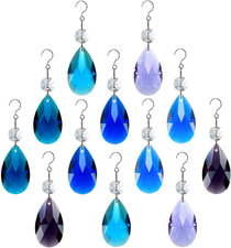 12pcs Chandelier Crystals Colored, Replacement Teardrop Hanging Glass Beads, S