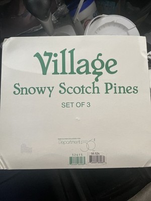 Department 56 Village Snowy Scotch Pines Set of 3 #52615 Trees Christmas Holiday