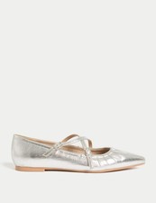 Marks & Spencer Womens Silver Ballerina Shoes - M&S