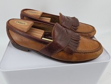 Vtg FootJoy Made In USA Two Tone Brown Leather Kiltie Penny Dress Loafers Sz 11C
