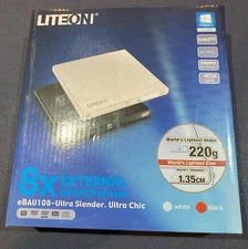 LITE-ON 8x External DVD/CD Writer Optical Drive eBAU108-11 Ultra Slender SEALED!
