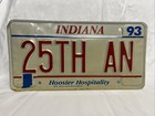 1993 Indiana Hoosier Hospitality “25th An” License Plate — photo 1