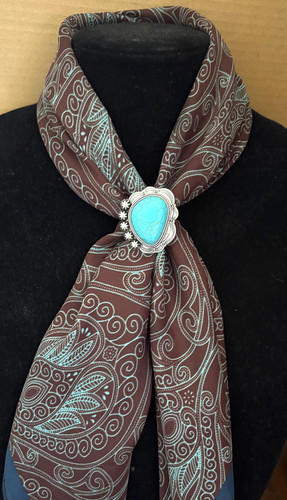 Bufanda de trapo salvaje hecha a mano con imitación de plata y flor turquesa, clip mediano - Imagen 3 de 6