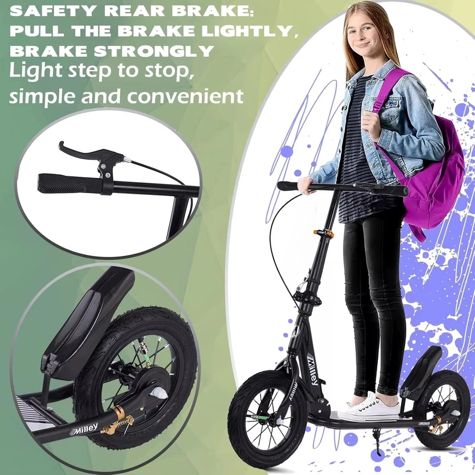 Roller mit großen aufblasbaren Rädern 30cm Handbremse für Kinder und Erwachsene - Bild 4 von 4