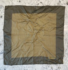 Vintage Hermes Olive Silk Pocket Square Geometric Motif
