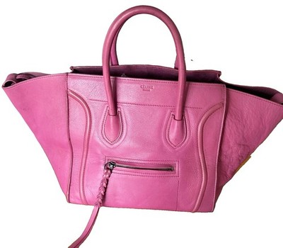 Céline Luggage Phantom Tasche Leder Fushia großes Modell Vintage Bag Borsa Celine