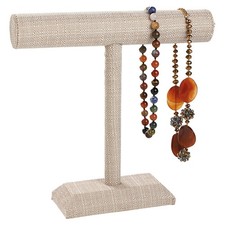 SSWBasics Medium T-Bar Jewelry Stand - Linen Jewelry Display for Bracelets and