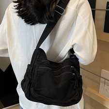 Black Durable Canvas Crossbody Bag