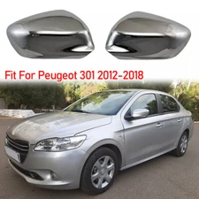 For Peugeot 301 2012-2018 Pair Chrome Rearview Mirror Cover Shell Cap Trims ABS
