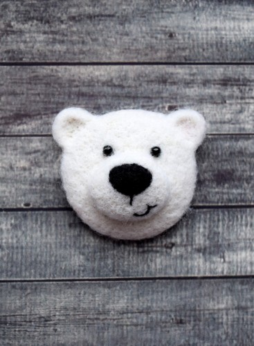Kit de fieltro (kit de inicio) - Broche de oso polar. Juego de fieltro de aguja hágalo usted mismo principiante - Imagen 2 de 6