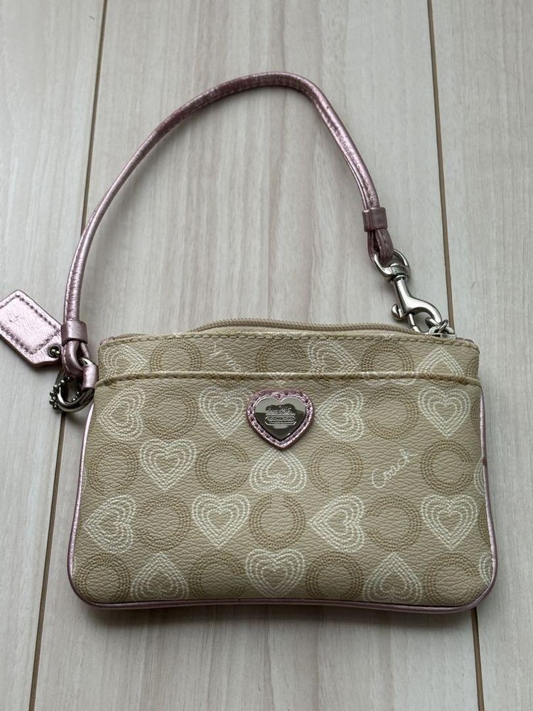 C-1 Coach Heart Pattern Mini Pouch