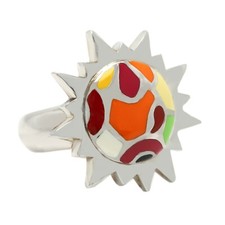 GAUDI Art Inspired Ring Sterling Silver Made In Italy Enamel Ring Finger Size 7