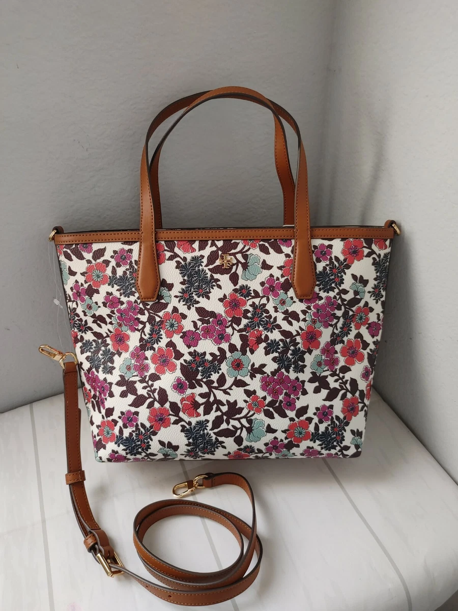 Tory Burch Kerrington Small Wallpaper Floral Printed Coated Canvas Tote Bag