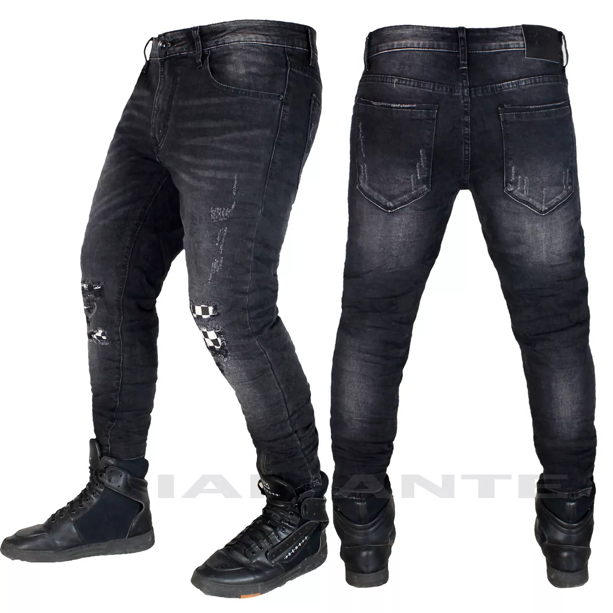 Jeans neri elasticizzati uomo sale