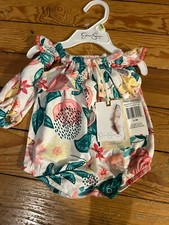 NWT Jessica Simpson Baby 2 Piece Set 0-3 Months Floral Summer Spring Romper