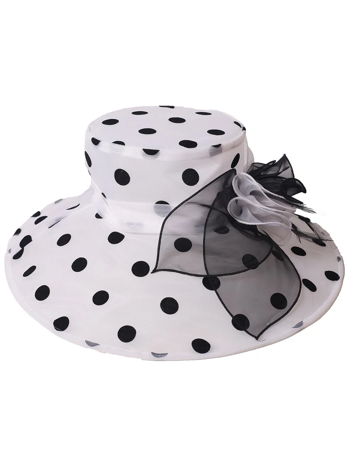 White Kentucky Dots Fascinator Hat For Women Lady Tea Party Wedding Derby Hats - Image 3 of 4