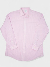 Brooks Brothers Shirt Mens 17 Pink Striped Button Up Long Sleeve Dress Cotton