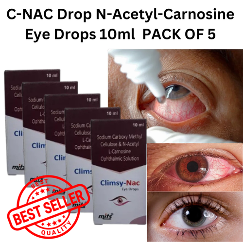 Collyre C-NAC N-Acétyl-Carnosine - 5 Flacons De 10 Ml Pour La Santé Des Yeux | Ingredients 100% Naturels | Expire 2028