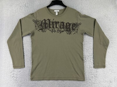 Mirage Las Vegas Shirt Womens Extra Large Green Floral Waffle Knit Cotton Blend