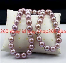 Rare 8mm Genuine Purple South Sea Shell Pearl Beads Necklace 14/16/18/20/22/24"