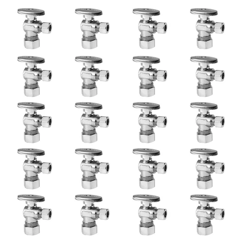 EFIELD 20PCS  5/8" OD (1/2" NOM) X 3/8" OD 1/4TURN COMPRESSION ANGLE STOP VALVE