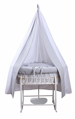 grey waffle white wicker moses basket and rocker