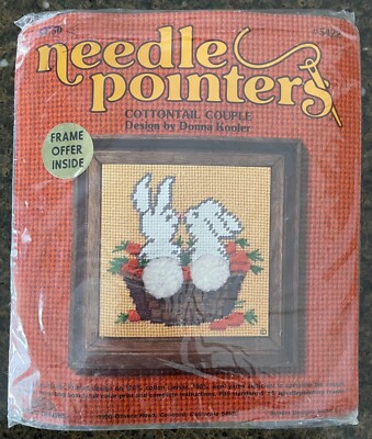 Sunset Design Needle Pointers ''Cottontail Couple'' #5422, fits 5''x5'' frame, 1975