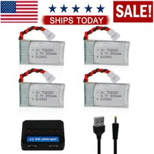 4pcs 3.7v Lipo Battery 300mah 25c Xh2.54 Plug Charger For Rc Drone Quadcopter