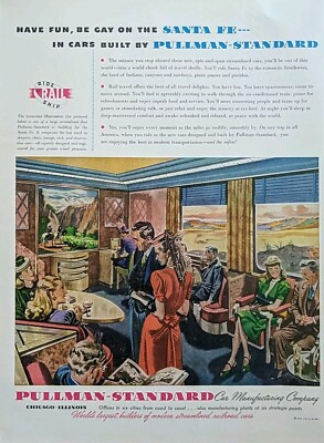 1946 Santa Fe Zugwagen von Pullman Standard Wandkunstdruck Anzeige 