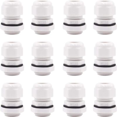 12 Pcs 1/2 NPT Cable Glands Diameter 9-12mm Cable Connectors Plastic Nylon Wi...