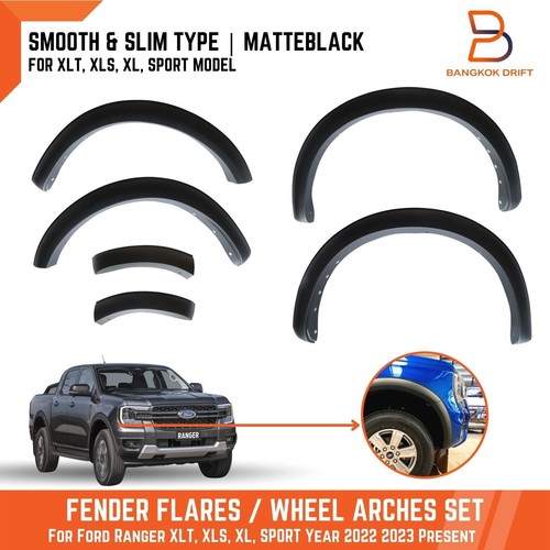 Slim 3 Matteblack Fender Flares Arch FOR Ford Ranger 2022 2023 XLT XLS 