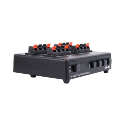 SP-24  2-IN-4-OUT Stereo Audio Selector Amplifier Switcher Box Speaker2045