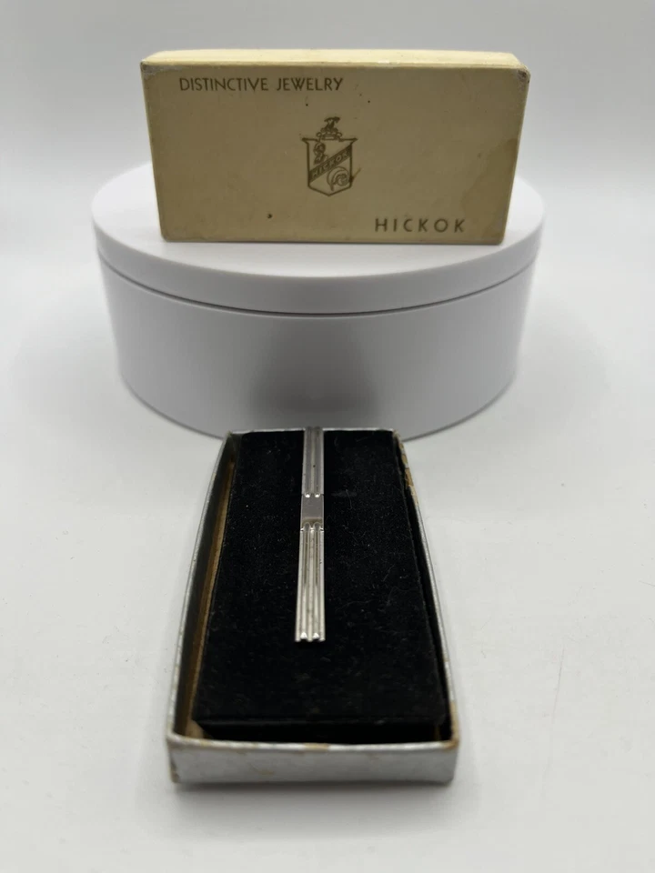 Vintage Hickok Tie Bar in The Original Box SILVER NEW IN BOX SEE ALL - Image 2 of 4
