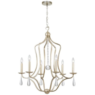 Crystorama 5976-SL Manning 6 Light 26 inch Silver Leaf Chandelier Ceiling Light