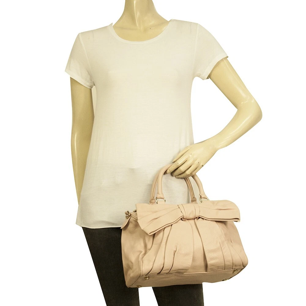 Borsa a mano tracolla grande fiocco cerniera pelle rosa chiaro valentino rossa tracolla