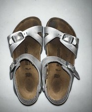 BIRKENSTOCK KIDS RIO METALLIC SILVER BIRKO FLOR NARROW sandal