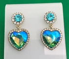 Fashion Blue Crystal Rhinestone Heart Stud Earrings
