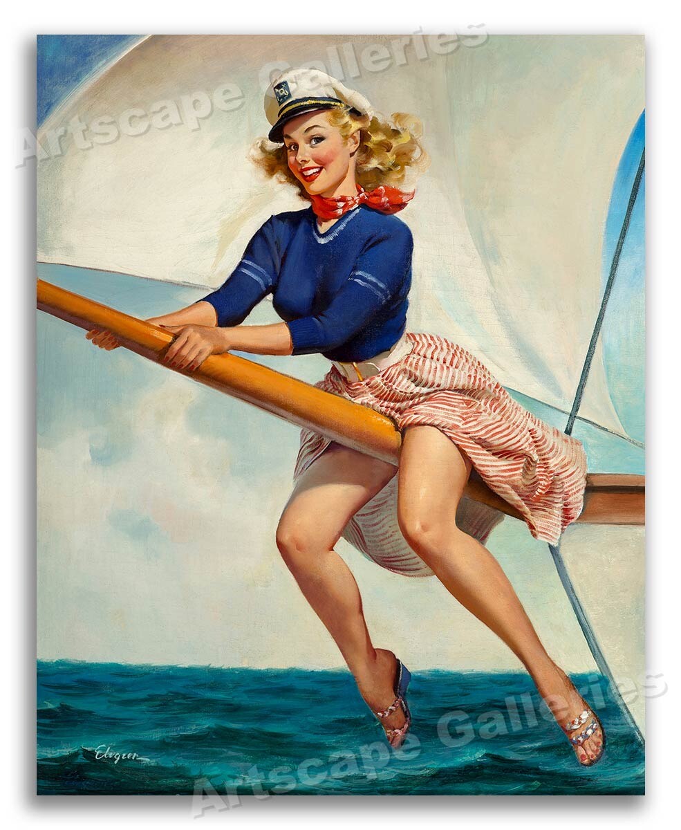1960's Gil Elvgren Sailor Pin-Up Print 