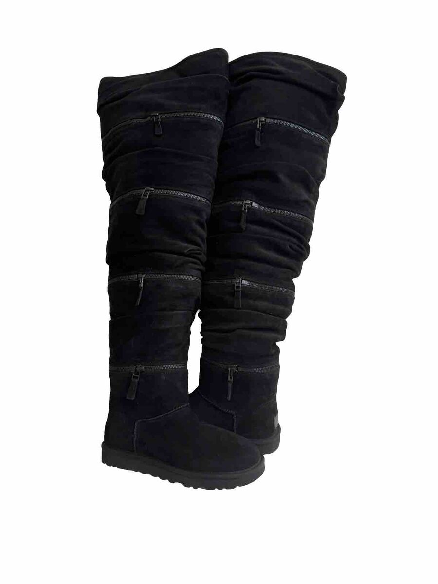 UGG CLASSIC ULTRA ULTRA TALL BLACK ZIP OVER THE KNEE BOOTS UGG CLASSIC ULTRA ULTRA TALL BLACK ZIP OVER THE KNEE BOOTS