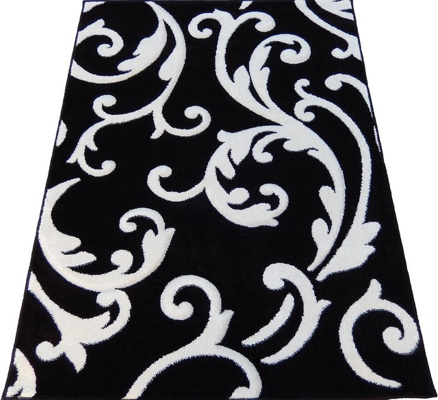 Contemporary Swirls Woven 8x11 Area Rug Black White Actual Size 7 7 X 10 For Sale Online