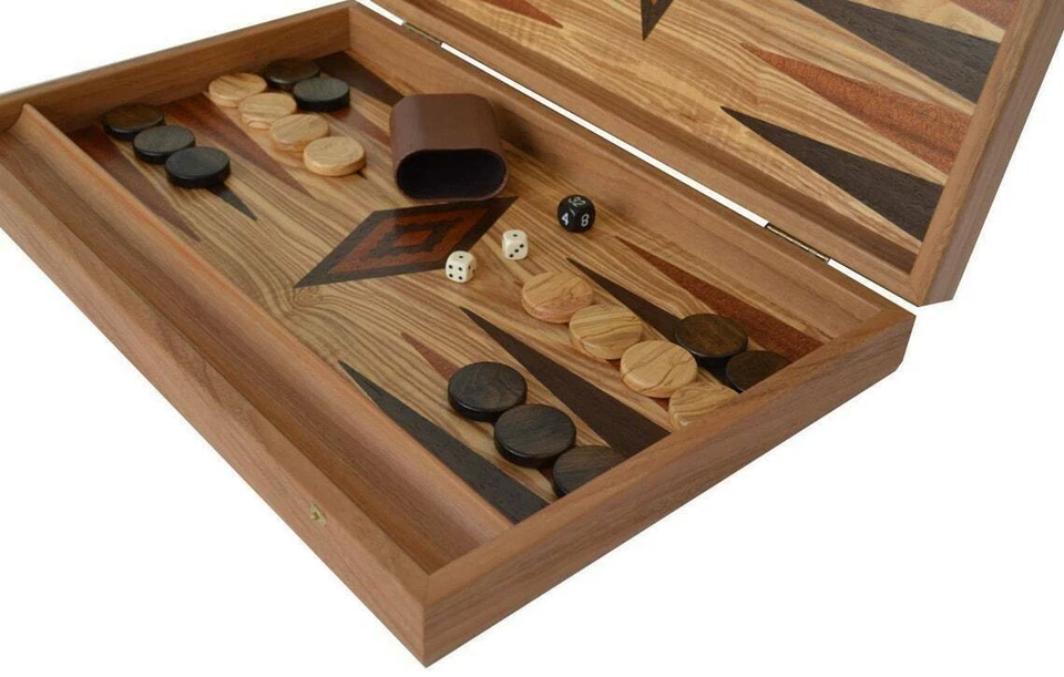 Manopoulos Olive wood 19" Backgammon set - Handmade in Greece - Olive wood chips - image 3 of 4